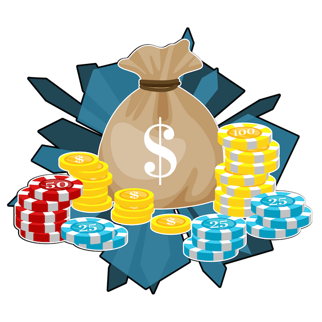 Bild av en pengasäck och spelmarker som Rouletteguiden förklarar hur de bäst kan satsas i spelet Roulette